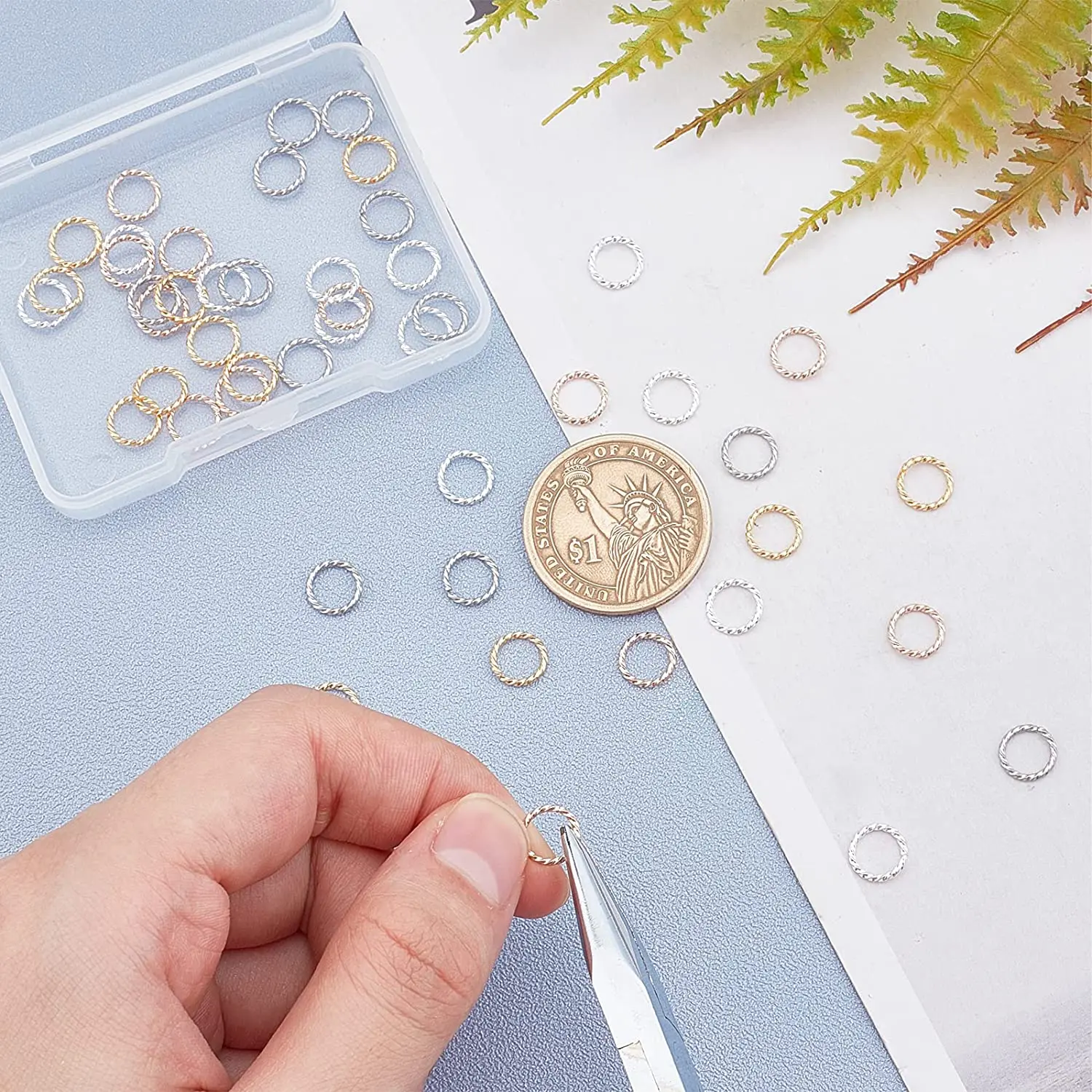 50pcs Gold Silver Color Jump Rings Round Twisted Split Rings 8 10 12 15 18 20 mm Loop Connectors for Jewelry Making Diy Findings