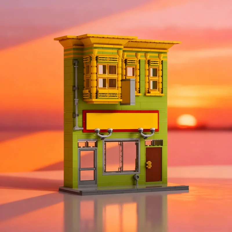 495pcs MOC Modular Streetscape Bob S Burgers Model Building Blocks Architecture Toy Christmas Gifts DIY Kids Idea Education