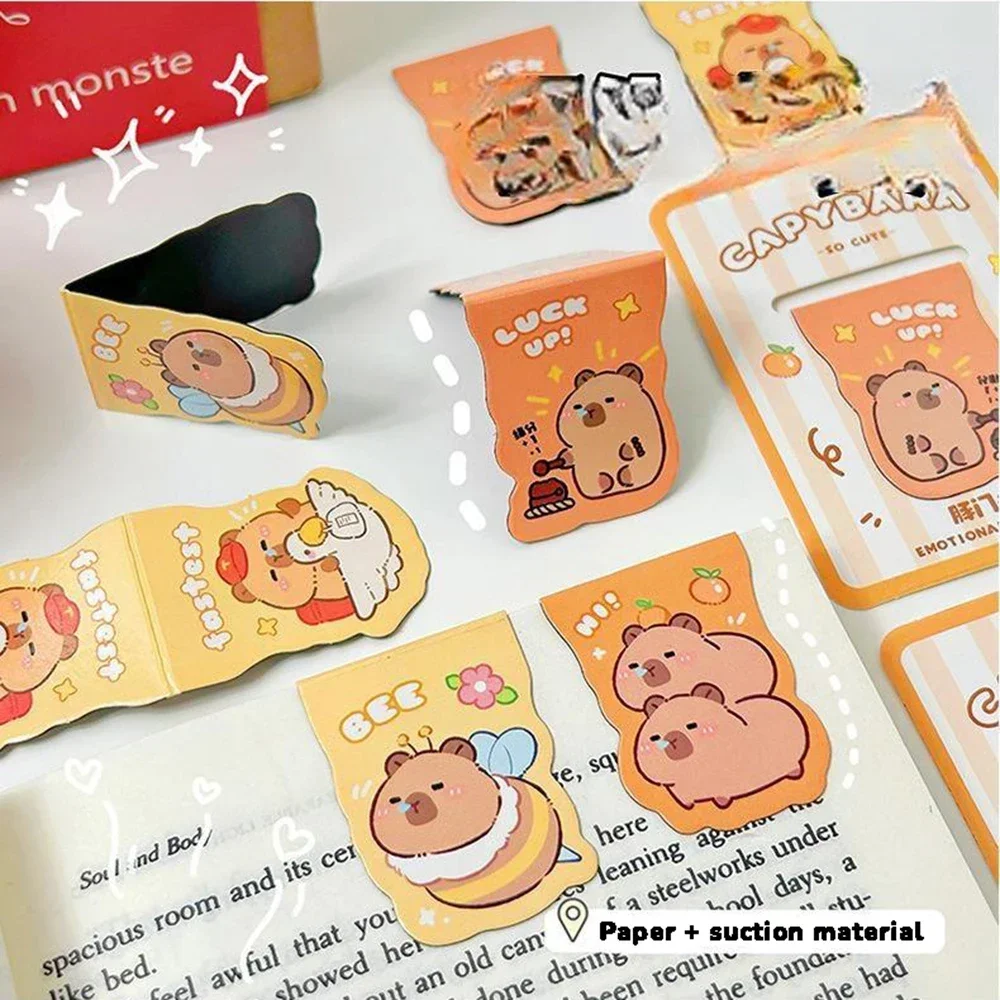 Cartoon Capybara magnetische Lesezeichen doppelseitige Lese seite Clip Student Geschenke Briefpapier