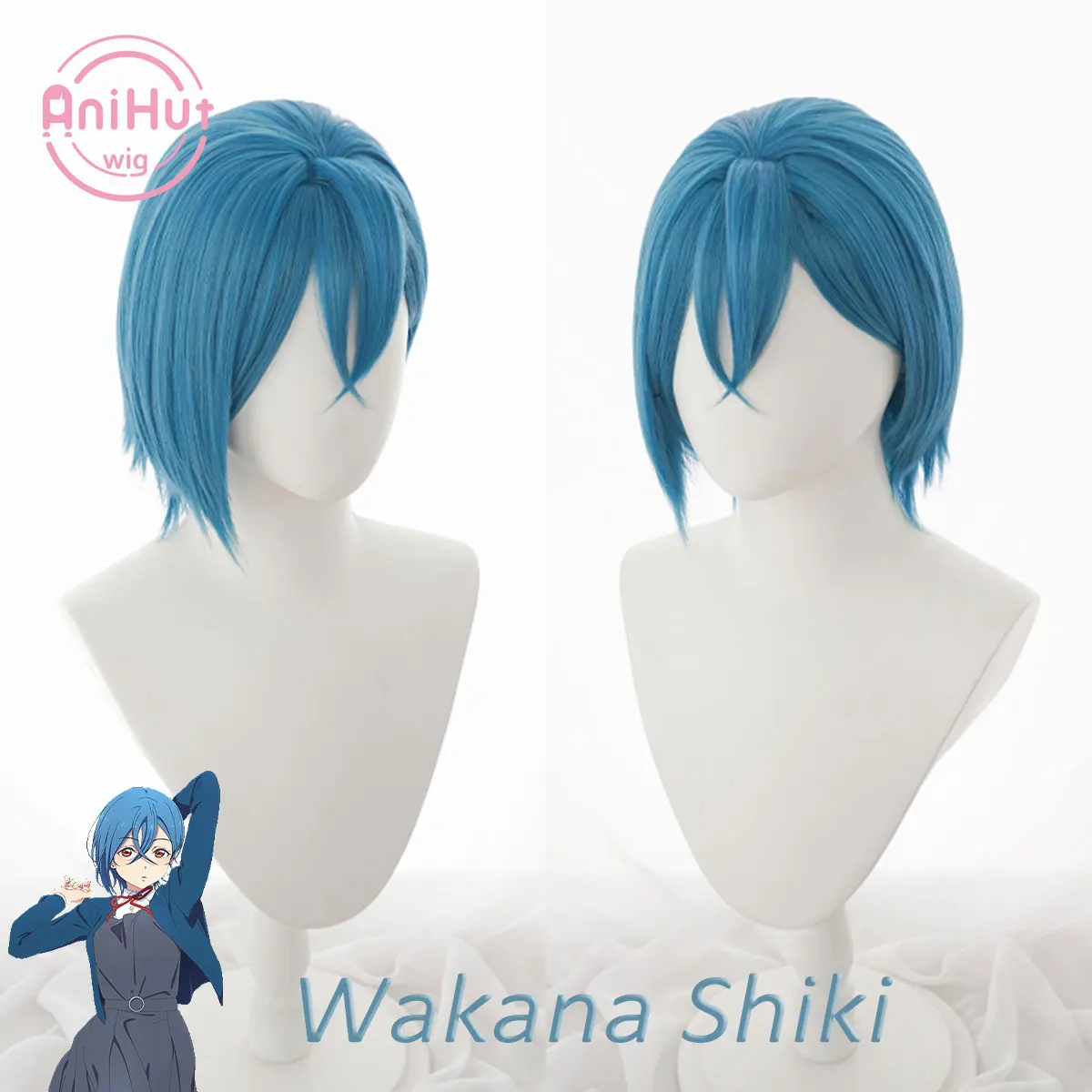 【AniHut】Liella! Wakana Shiki Short Blue Cosplay Wig LoveLive!SuperStar!! Heat Resistant Synthetic Cosplay Hair Wakana Shiki