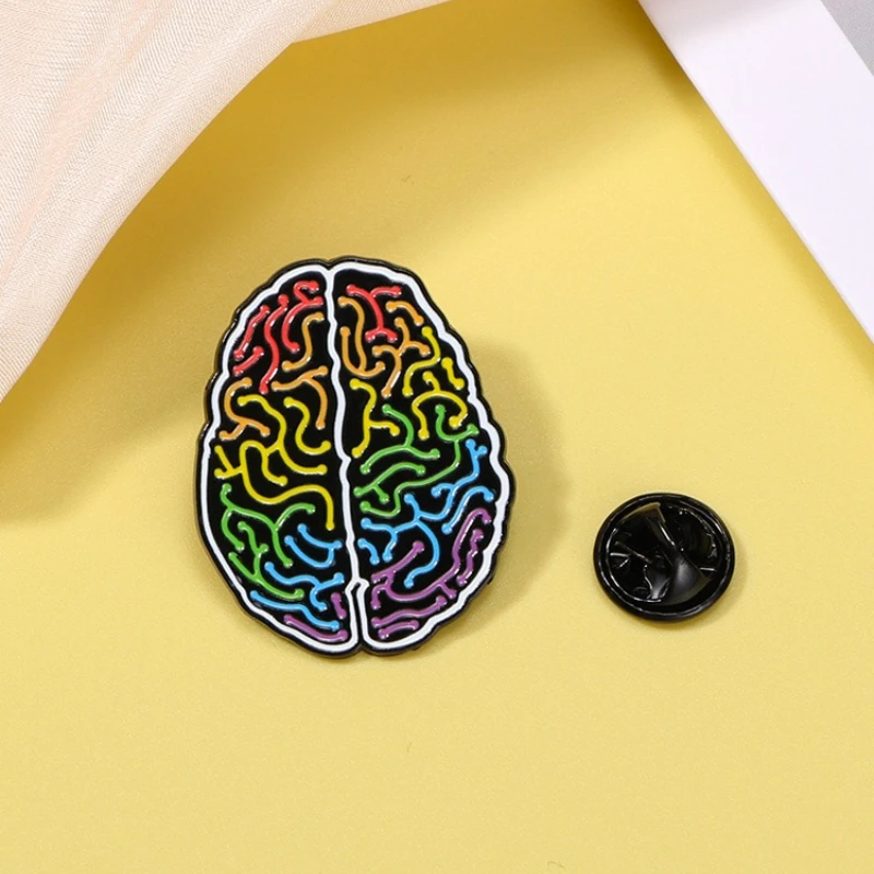 Creative Colorful Brain Organ Shape Brooch Cartoon Zinc Alloy Enamel Badge Pins DIY for Clothes Bags Hat Scarf T-shirt Accessory
