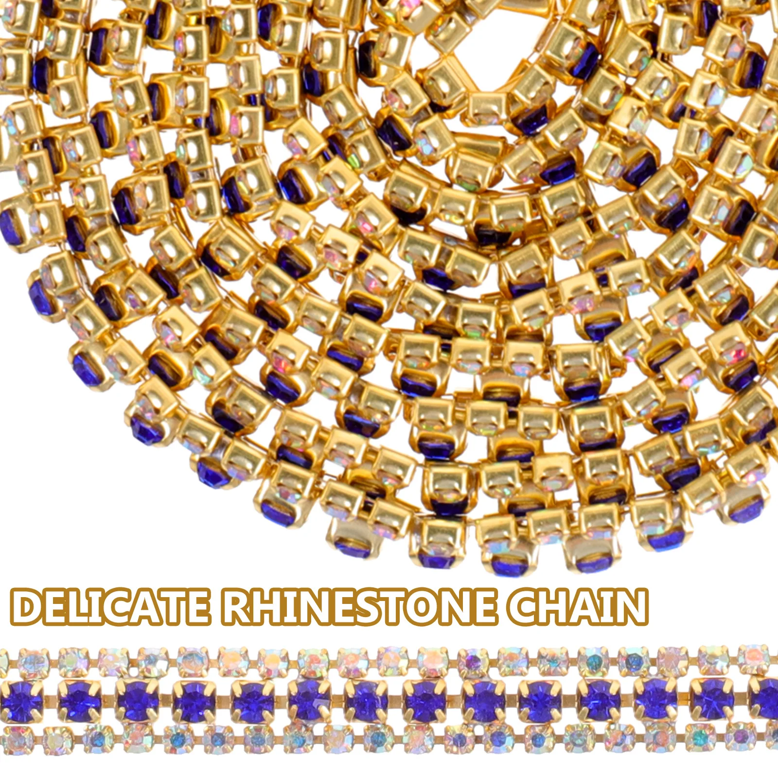 

3Pcs Rhinestone Chain Decorative Close Trim for DIY Clothing Sewing Embellishment Craft Accessories Rhinestone Chain