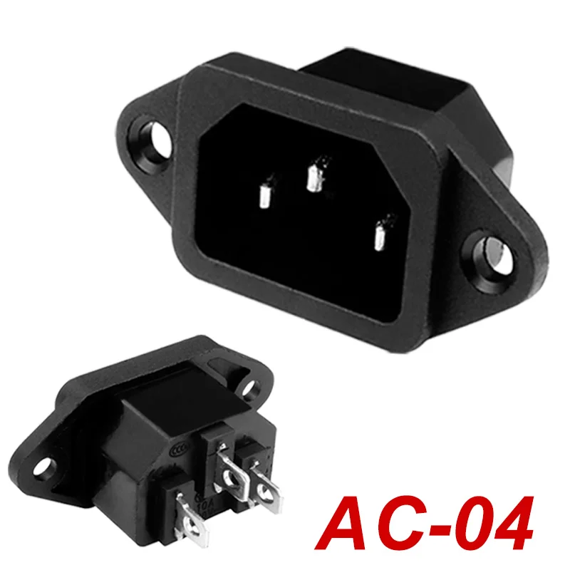 5/20 Stücke AC Steckdose 3 Pins Stecker Kupfer Pin AC-04 Steckdose Montieren Einlass Stecker