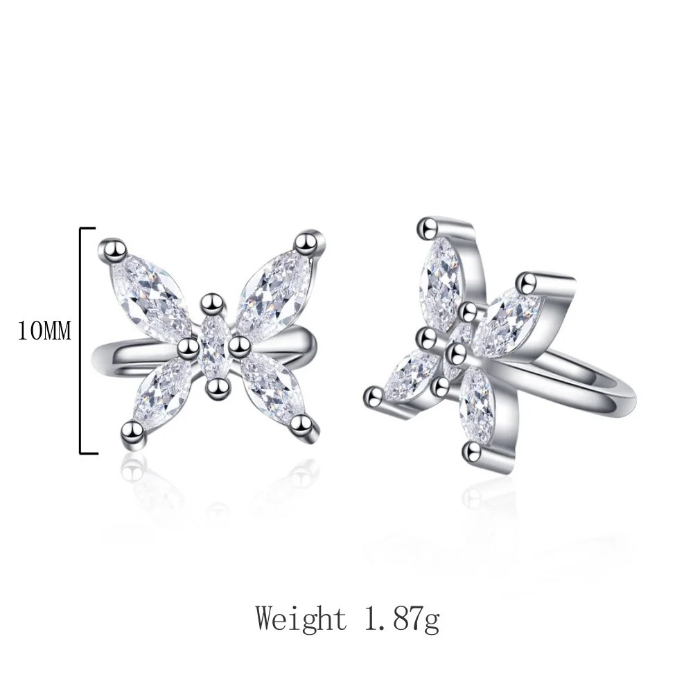 Модные легкие роскошные зажимы для ушей из стерлингового серебра 925 пробы с бантом и цирконом, подарок на день рождения, годовщину