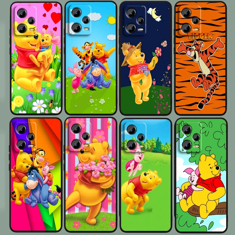 

Winnie The Pooh Tiger Pig For Xiaomi Redmi Note 13 12R 12 12S Turbo 11 11T 11S 10 10S Pro Plus 5G Black Cover Phone Case
