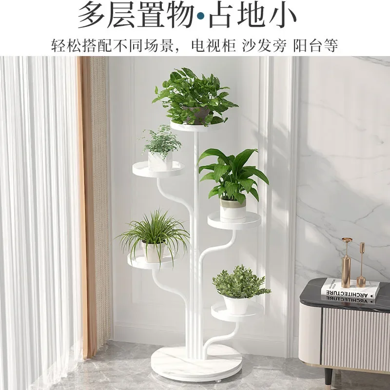 Soporte de flores de hierro forjado, mueble de TV de lujo de alta gama para sala de estar, junto al balcón con soporte para maceta suculenta