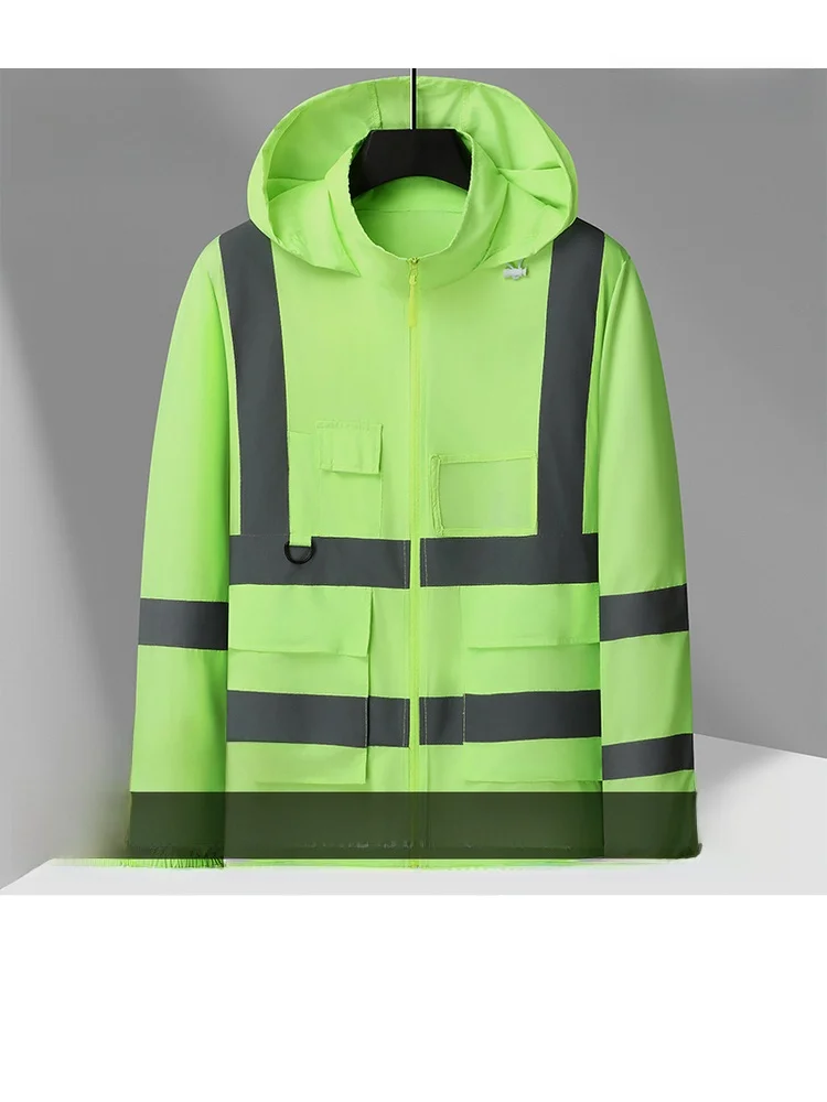 メンズuvカット軽量アイスシルクフィッシングジャケット-アウトドアサマーファッションuvカット服-反射ストリップ付き-ロゴ入り