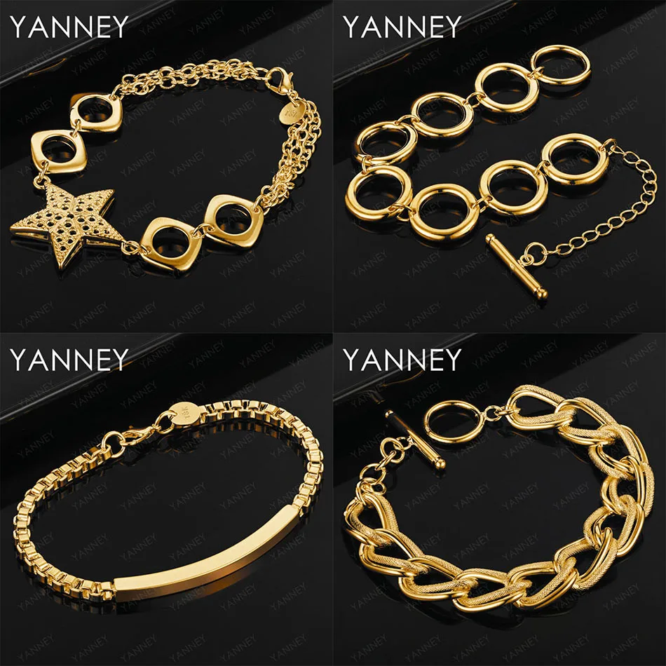 

Luxury 925 Sterling Silver 18K Gold Exquisite Star Round Bracelet Women Fashion Party Gift Jewelry Accessories