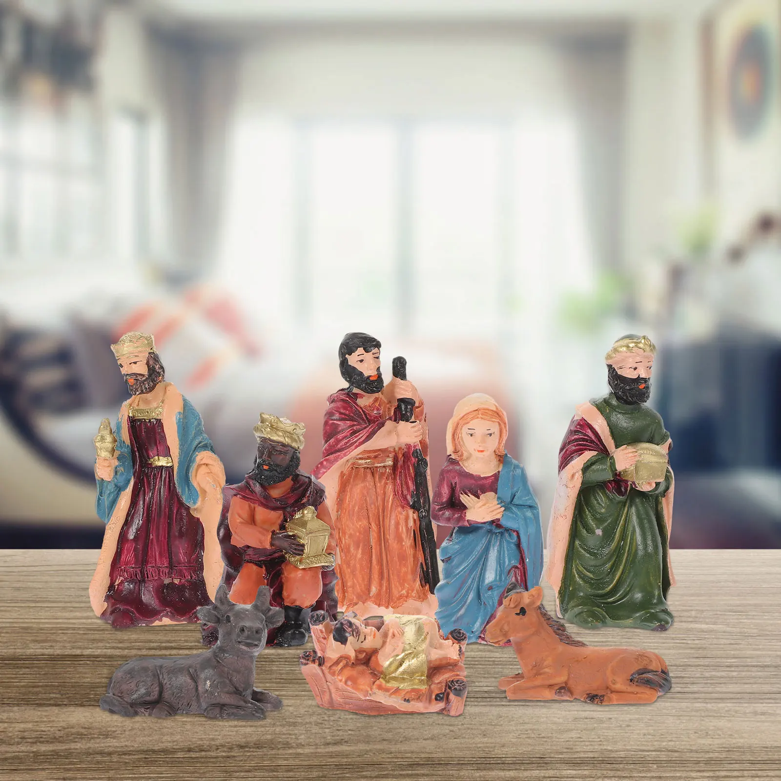 

1Set Resin Nativity Set Jesus Figurines Christmas Village Sets Safe Material Long Lasting Home Office Decor