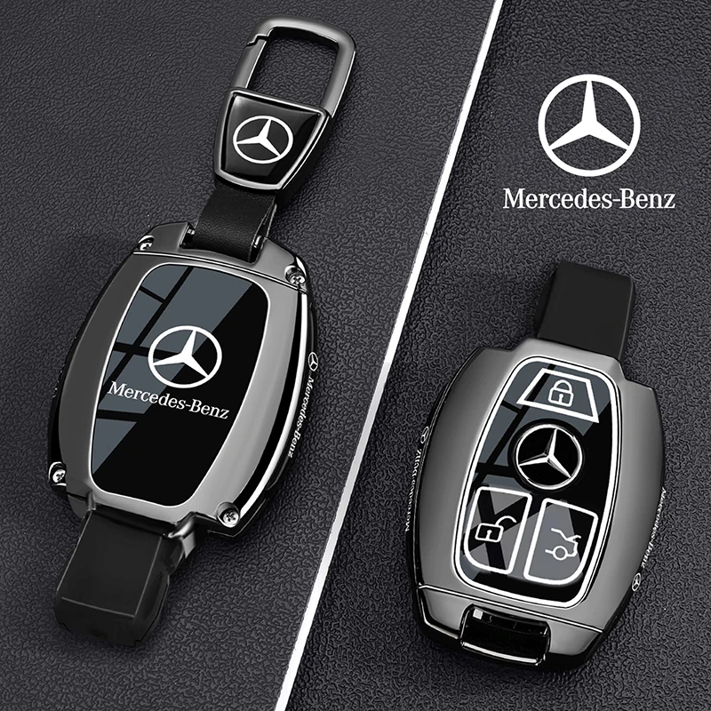 Alloy Style Car Key Case Cover Shell Fob For Mercedes Benz A B C E G Class C200 C300 E350 W205 E260L GLK A45 AMG BGA Accessories