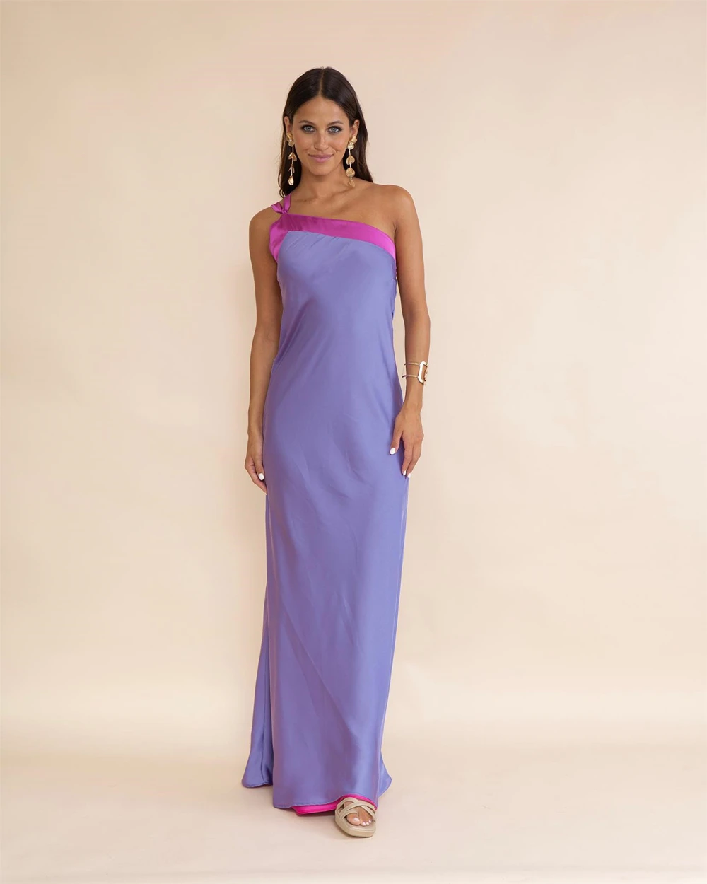 

Customized Delicate Purple Satin Evening Dress One Shoulder Sleeveless Celebrity Gowns Sexy Bespoke Occasion Gowns Exquisite