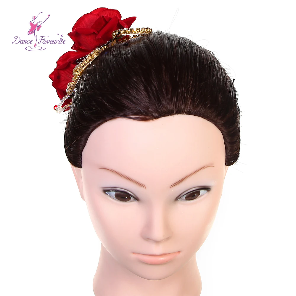 HB012 Red Rose Flowers Ballet Headpiece Don Quixote or Paquita Headwear Red Ballerina Hair Wear