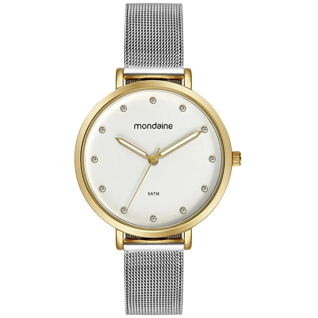 Relógio Mondaine Feminino Prata Dourado 32847LPMVBE1