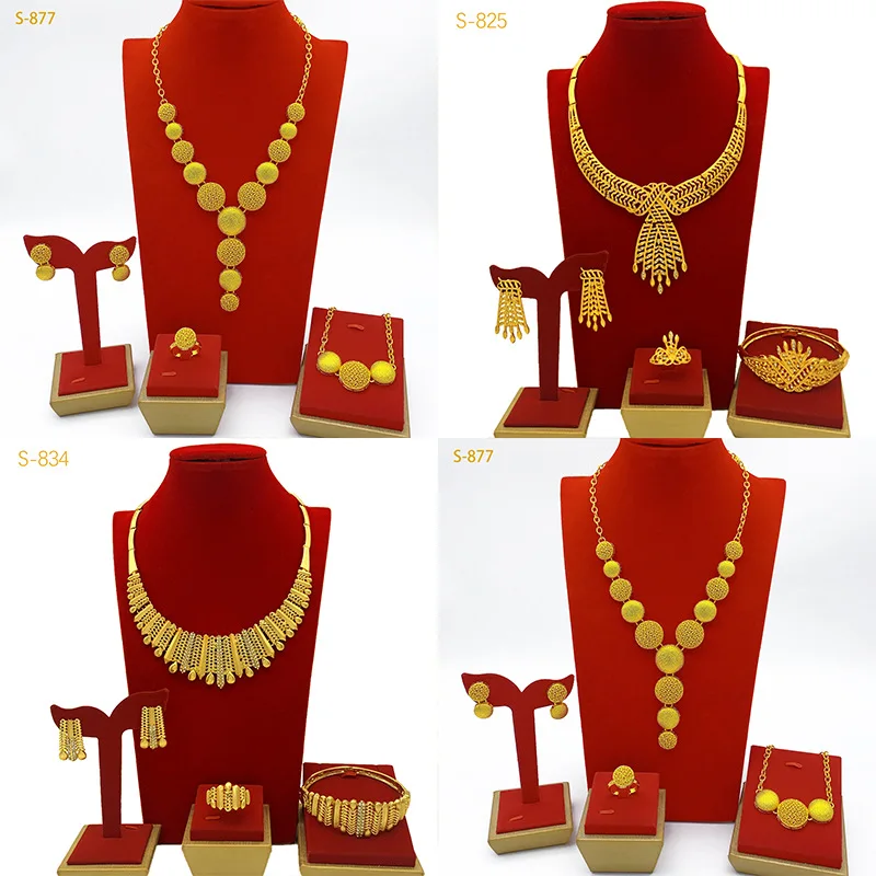 

24K Gold Women's Geometric Noble Temperament Bridal Set AU999 - Flawless, fine craft, safe elegant wear