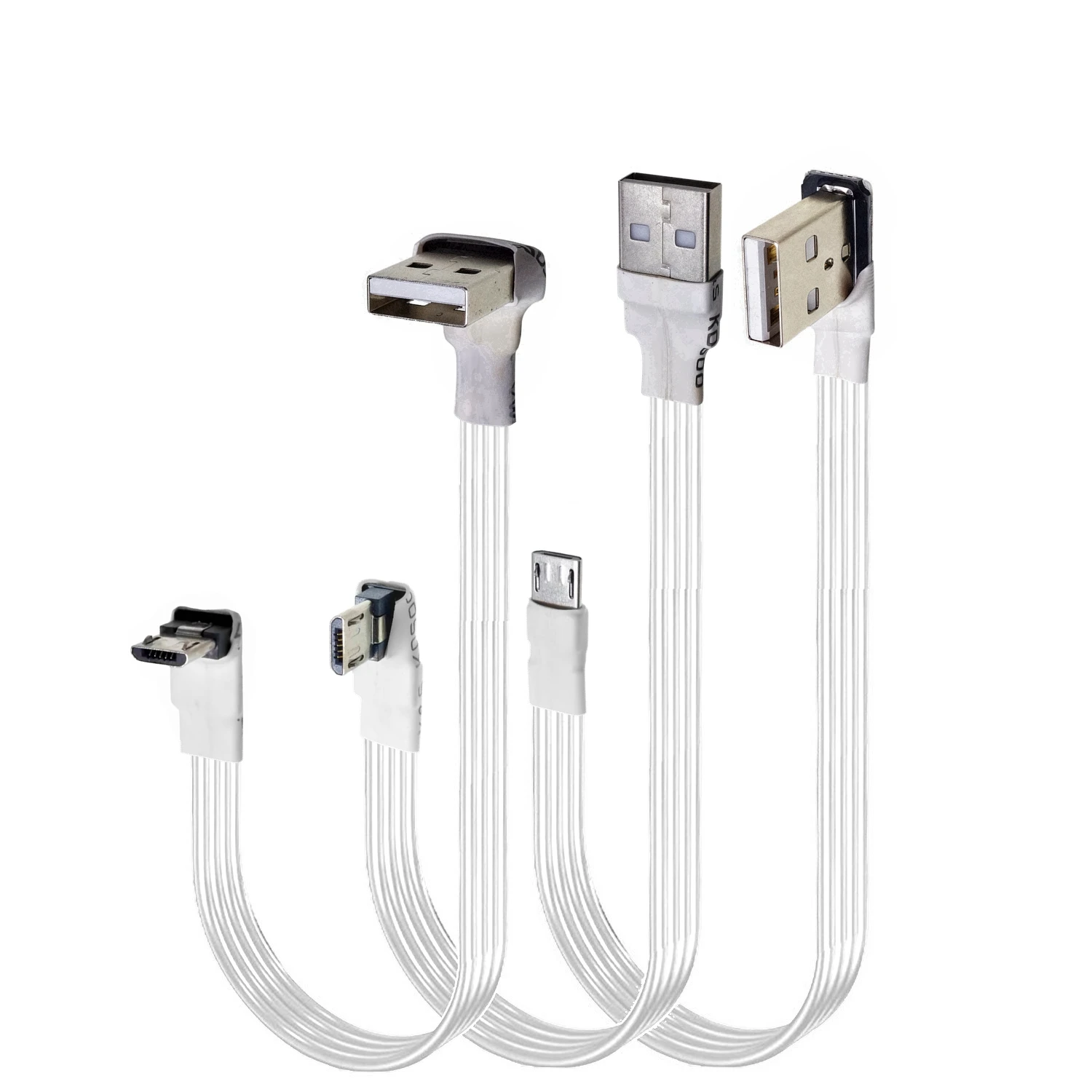 White 10CM 20CM Super Flat Flexible Up & Down & Left & Right Angled 90 Degree USB Micro USB Male to USB Male Data Cable 1M 2M 3M