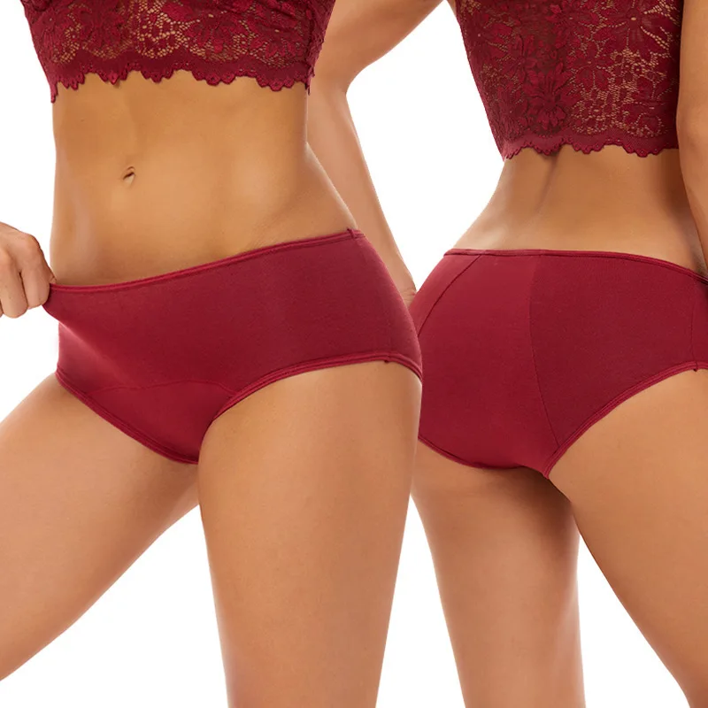 2pcs Woman Menstrual Panties Large Size Female Period Brief Leakproof Physiological Underwear Cotton Breathable Postpartum Panty