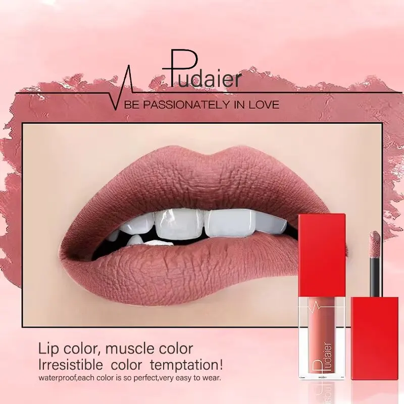 Lápiz labial mate resistente al agua de 18 colores, brillo de labios Sexy de larga duración, taza hidratante antiadherente, maquillaje de labios, cosméticos.