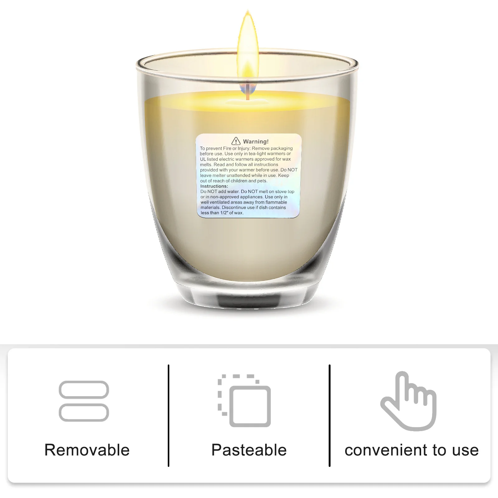 Sticker Labels Safety Wax Melting Decal Adhesive Jar Safety Label Stickers Replacement Use