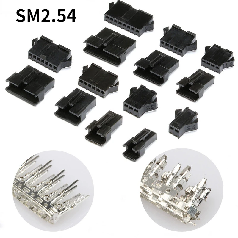 

100Sets SM 2.54 Connector Plug Pitch 2.54MM Female and Male Housing + Terminals SM-2P SM2.54 2/3/4/5/6/7/8 P Pin