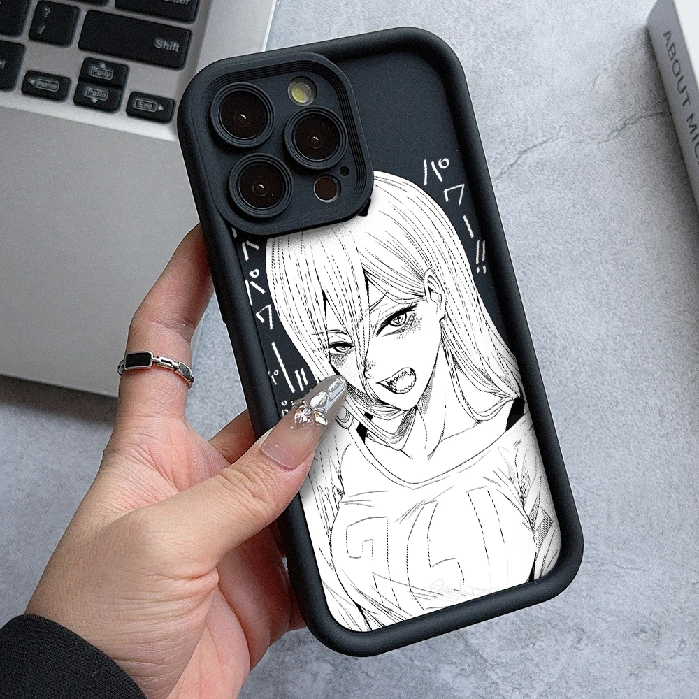 Chainsaw Man Power Phone Case for iPhone 16 15 14 Plus 13 12 Mini 11 Pro Max X Xs XR 8 7 Soft TPU Ladder Lens Protection Cover
