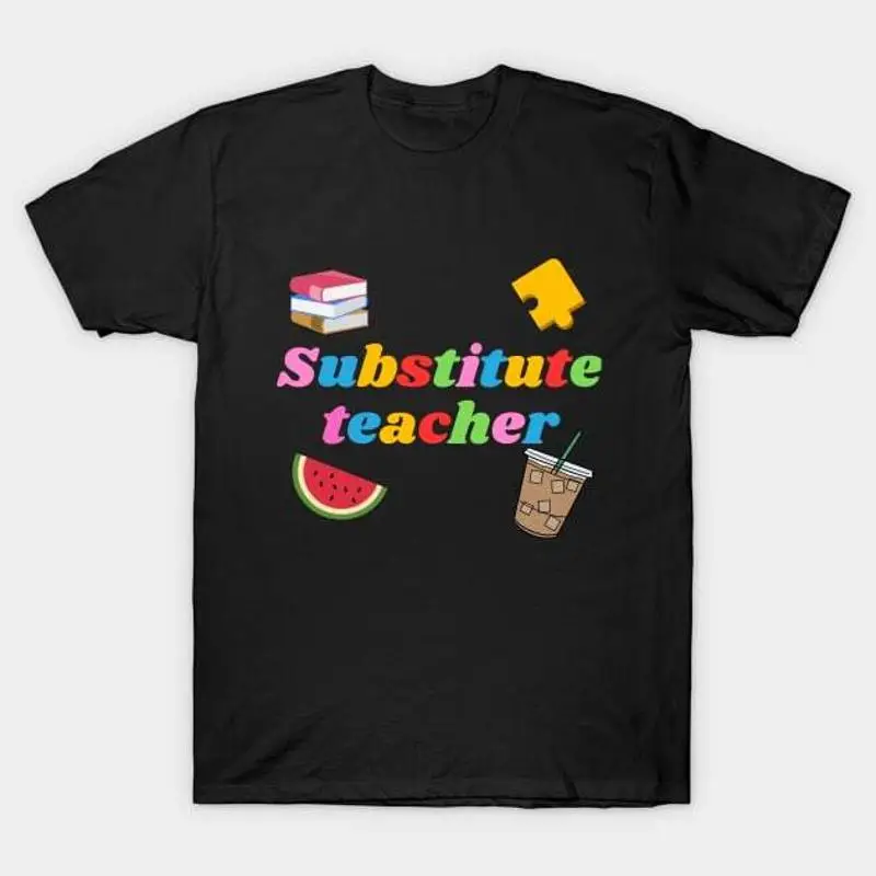 Substituto profesor libros rompecabezas sandía café camiseta S 5XL envío rápido