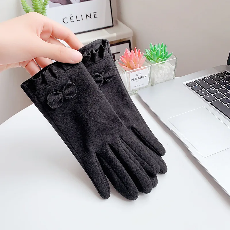 ผู้หญิงถุงมืออุ่น Antislip หน้าจอสัมผัสกลางแจ้งหนาเย็นเยอรมันกํามะหยี่ขี่จักรยานเกาหลีถุงมือฤดูหนาวฤดูใบไม้ร่วงฤดูหนาว