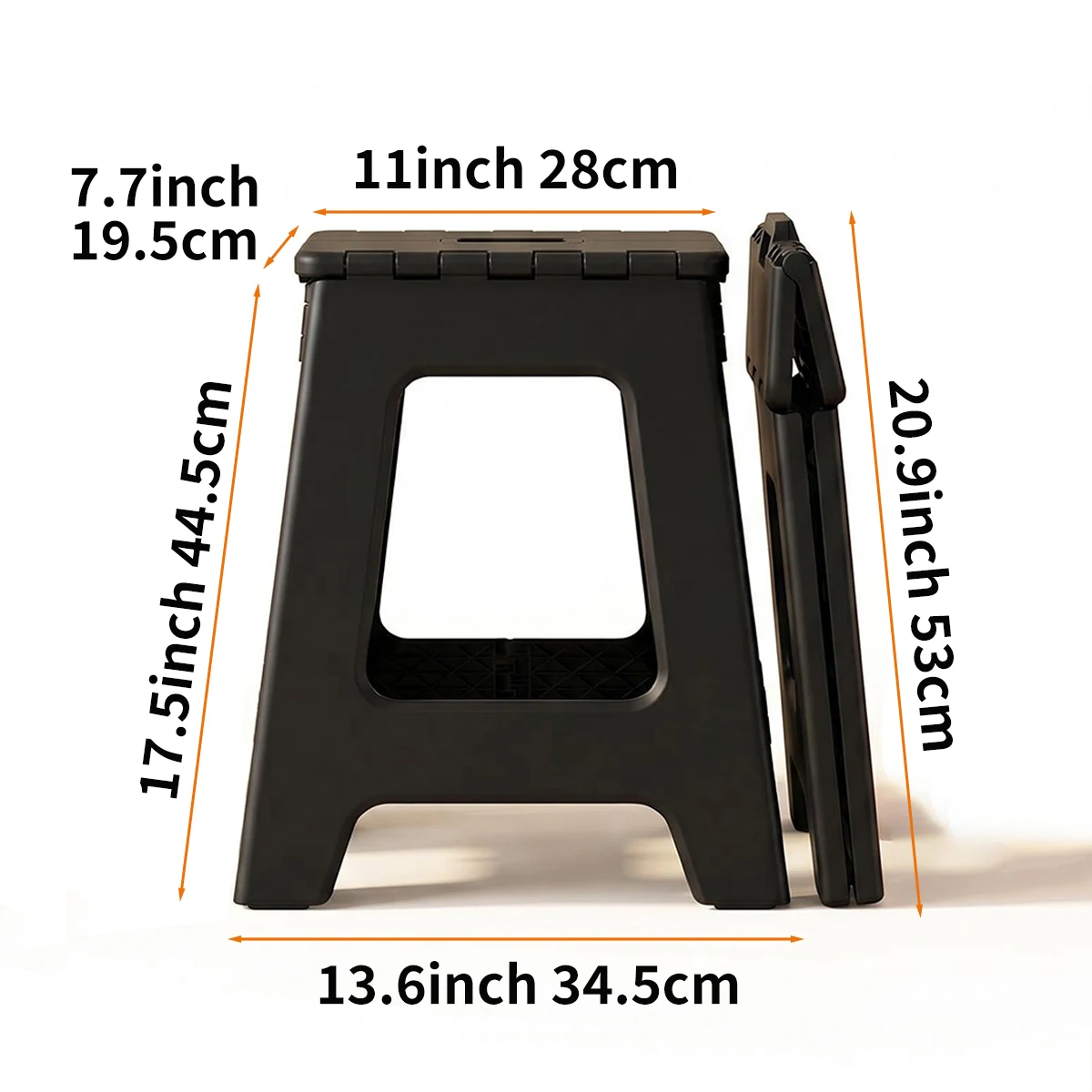 Foldable Stool Chair, 17.5inch Tall Folding Seat , Plastic Foldable Stool for Sitting, Portable Compact Folding Chair for Home Outdoor Camping, Black image 2