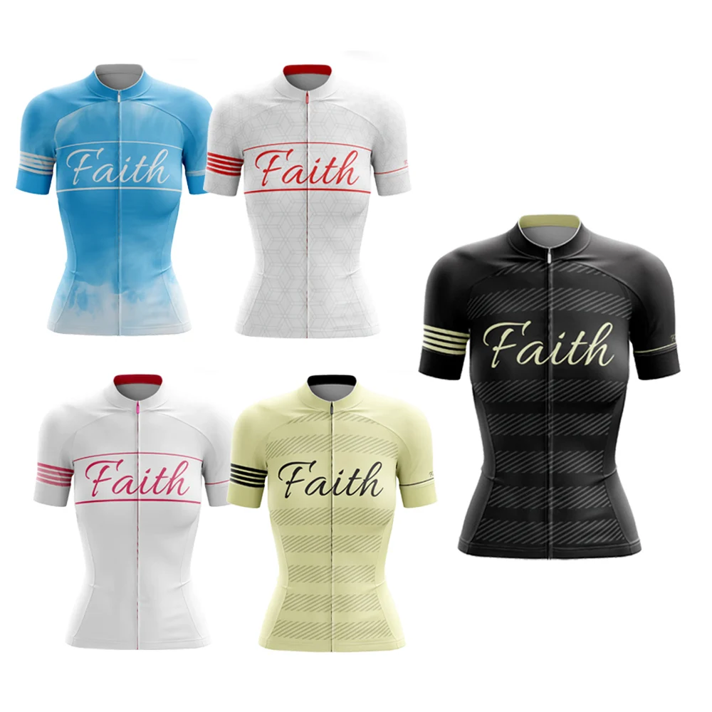 

Hot Retro Faith Women's Cycling Jersey Set Short Sleeve Mountain Bicycle Racing Clothes