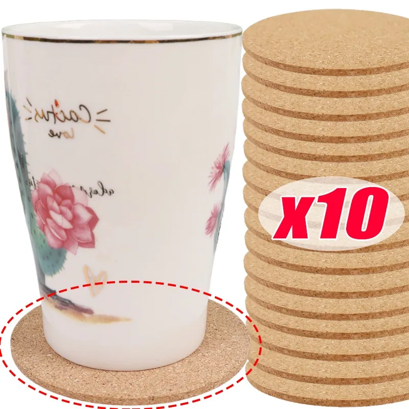 Car Interior Cork Coaster Round Square Wooden Cup Mat Tea Coffee Mug Drinks Holder Heat Insulation Pads Table Decoration