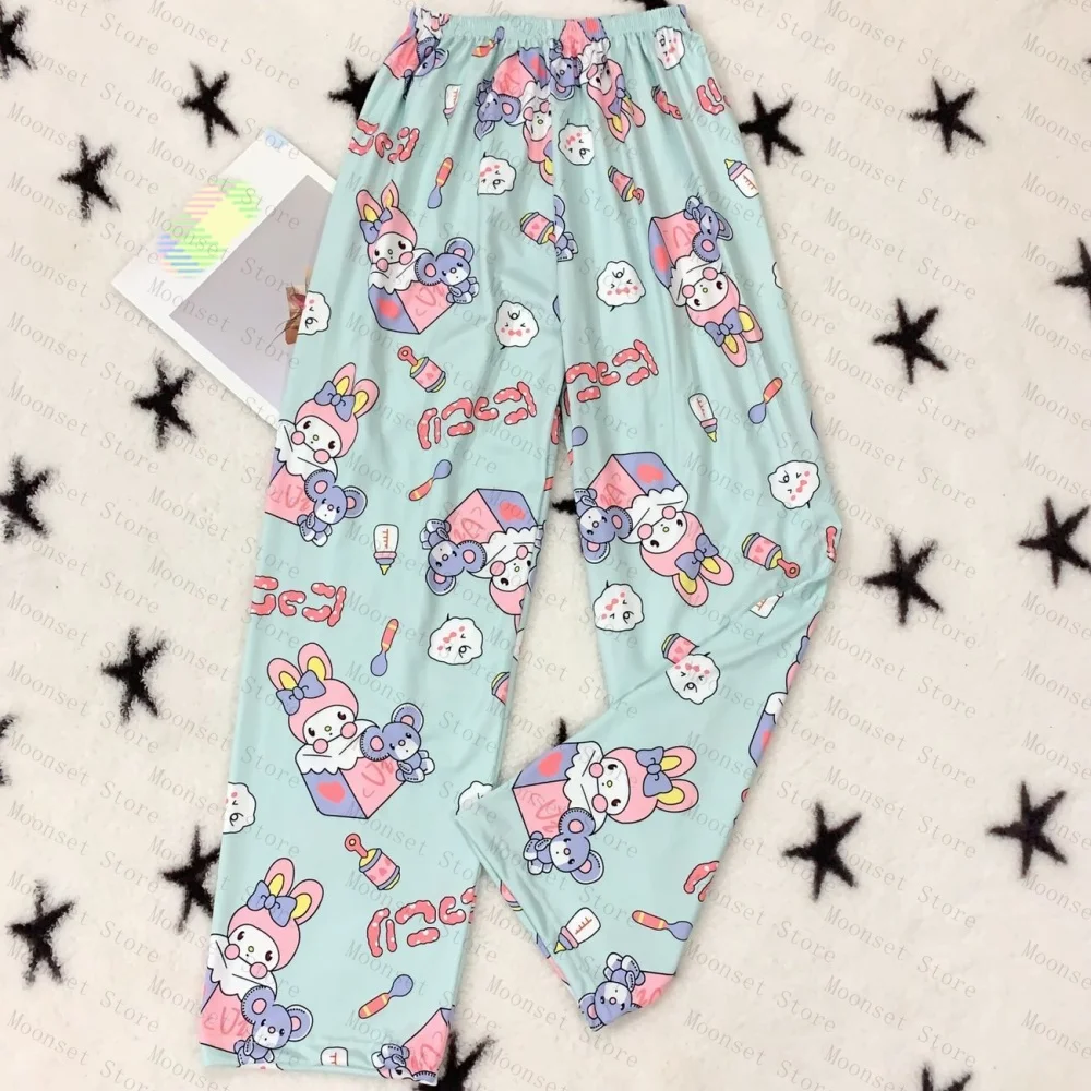

MINISO Sanrio Cartoon trend American-style pajama pants for women milk silk loose spring autumn new home casual summer pants