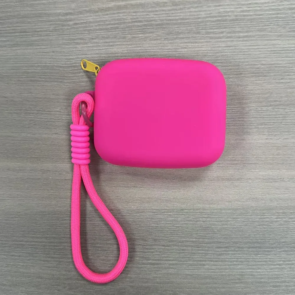 Fashion Silicone Coin Purse Soft Waterproof Data Cable Pouch with Lanyard Mini Zipper Wallet Travel
