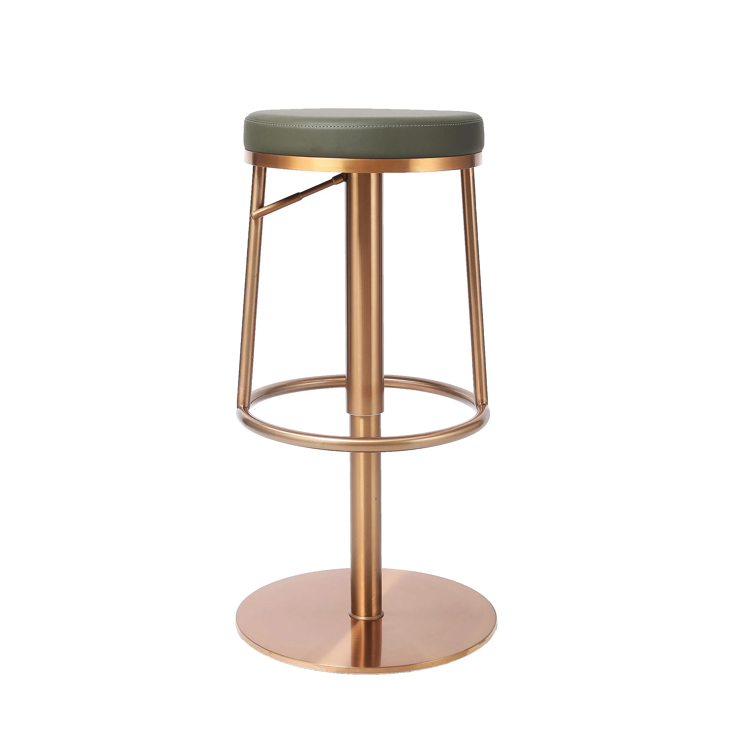 Counter Height Bar Stools with Back, Modern Adjustable Swivel Chair with Polished Rose Stainless Steel Legs for Kitchen Counter