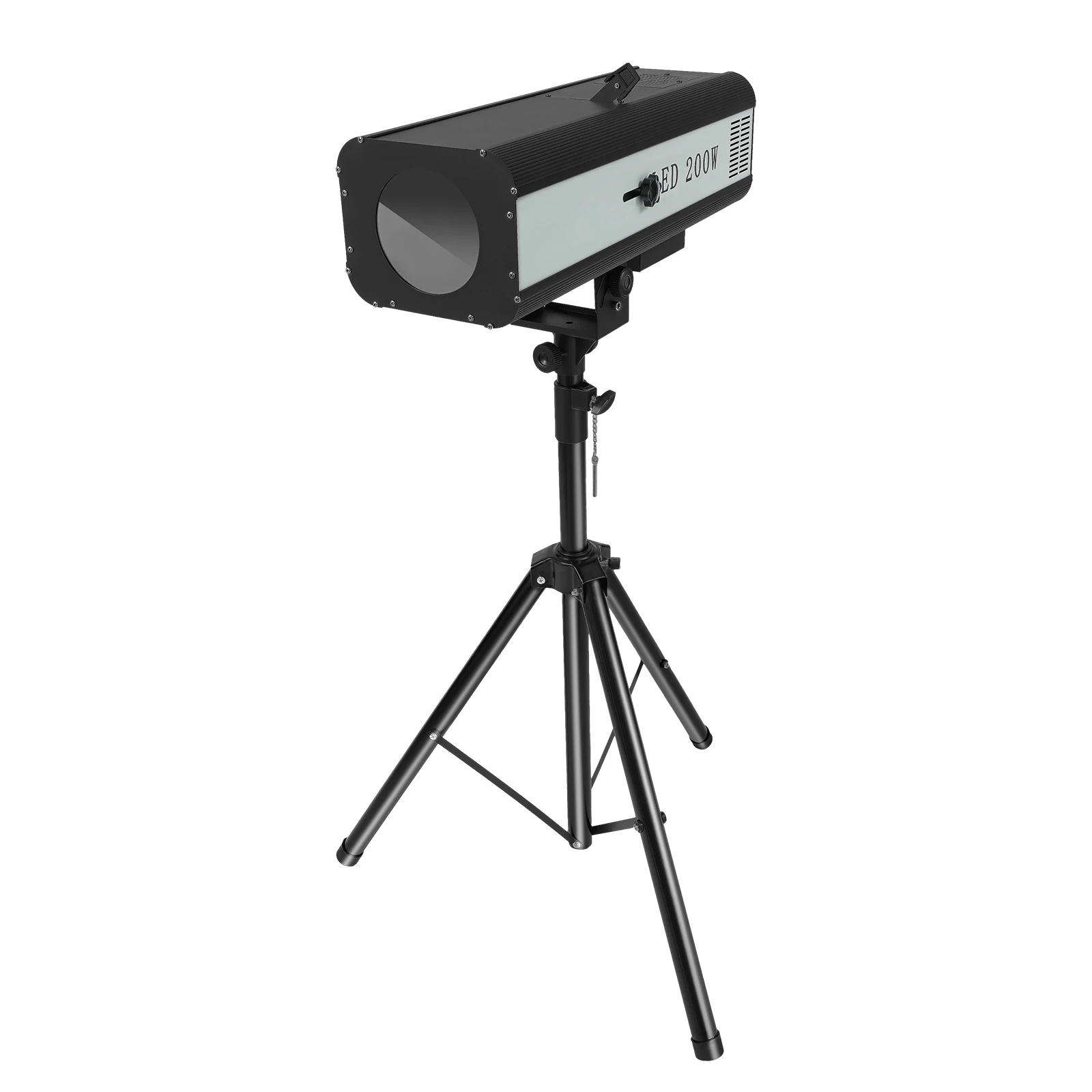 

LED Stage Spotlight 200W, Hand Control Follow Spot Light for Wedding/Party/DJ, 6 Colors & Adjustable Stand, High Precision Lens, Foldable Tripod with Long 4.4ft Cord, Efficient Cooling System, 110V US Plug