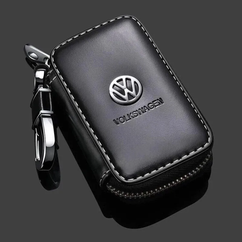 

Leather Car Key Case Protection Auto Key Bag Key Chain Cover for VW Polo Golf Touareg T3 T6 T5 Passat B7 B5 Touran Beetle Tiguan