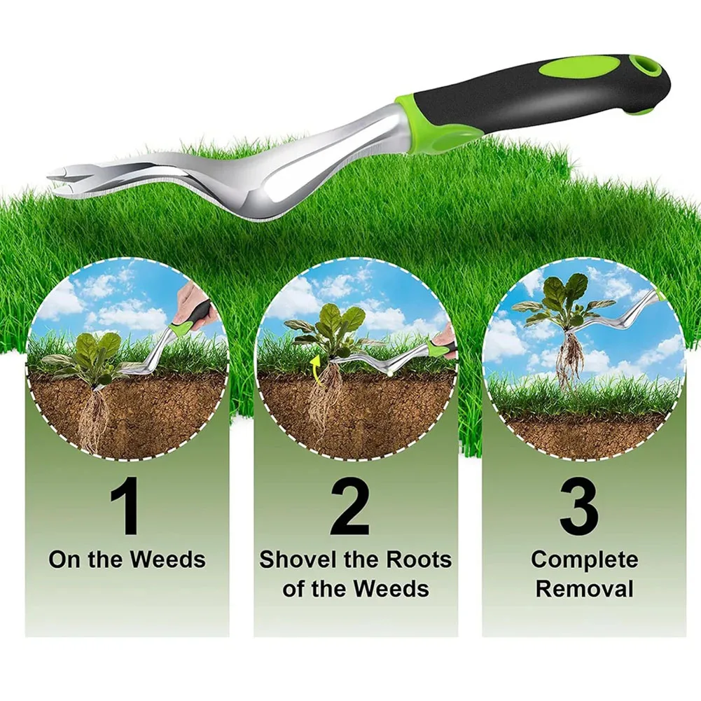 3pcs Hand Weeder Horticultural Tool Root Picker Aluminum Alloy Weeding Puller Tool For Grass Removal Farmland Transplantation