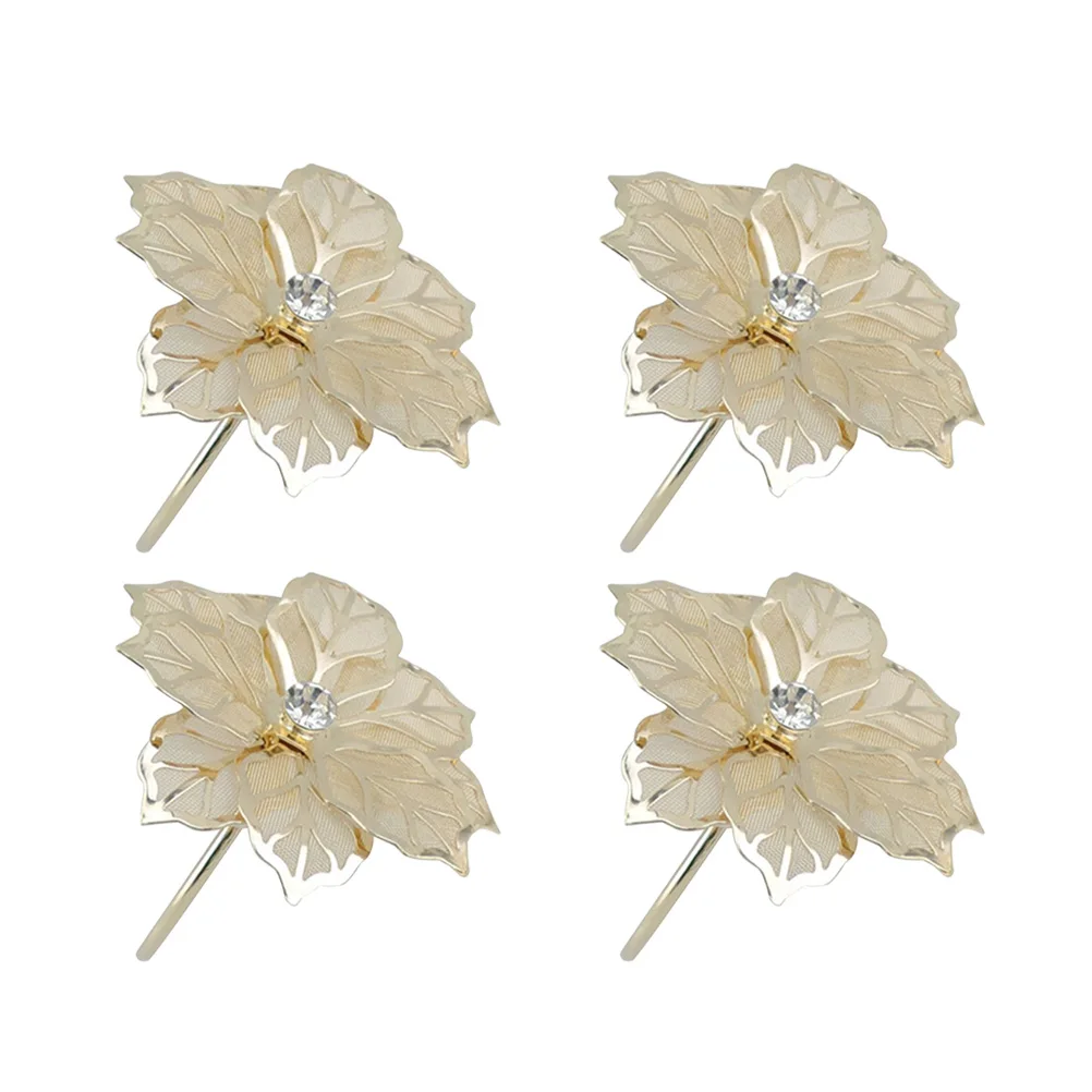 

4Pcs Napkin Rings Flower Design Decorative Napkin Holders for Wedding Dinner Party Serviette Buckles Elegant Table