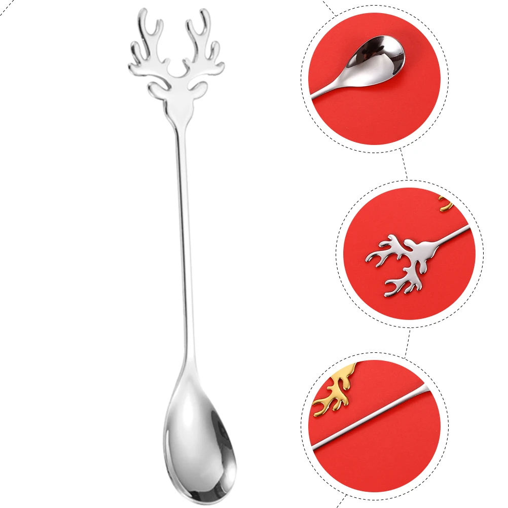 

4pcs Stainless Steel Coffee Tea Spoons Espresso Small Sugar Salt Spoon Rust Proof Smooth Edged Elk Handle Communal