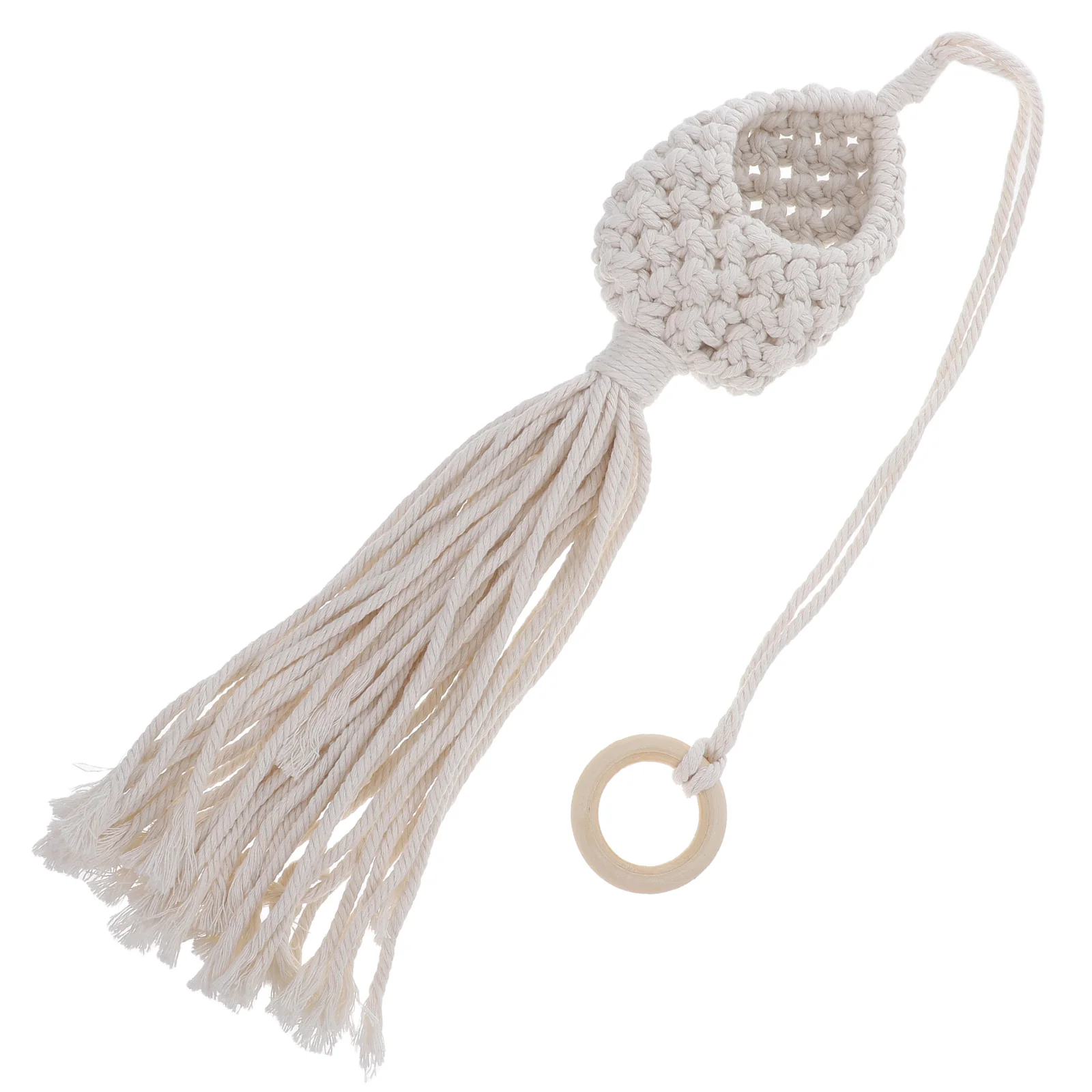 

1pc Nest Shape Woven Plant Pot Hanging Basket Macrame Air Holder Boho Rope Hanger Beige Garden Bedroom Flowerpot