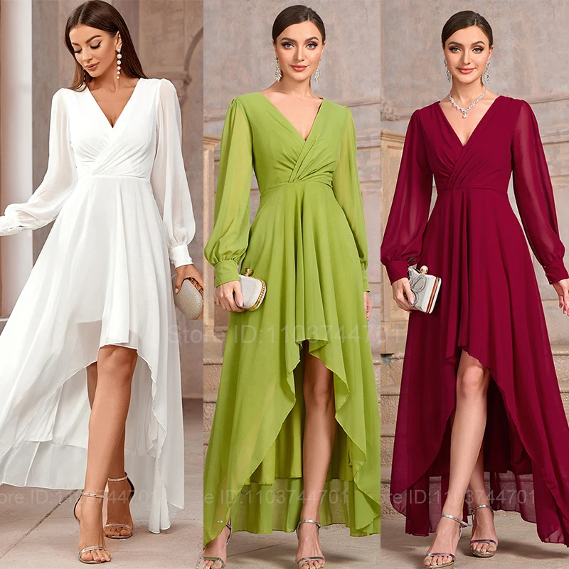 

Women Light Luxury Ruffles Long Dresses V-Neck Full Sleeve Loose Lightweight Vestidos Spring Summer 2024