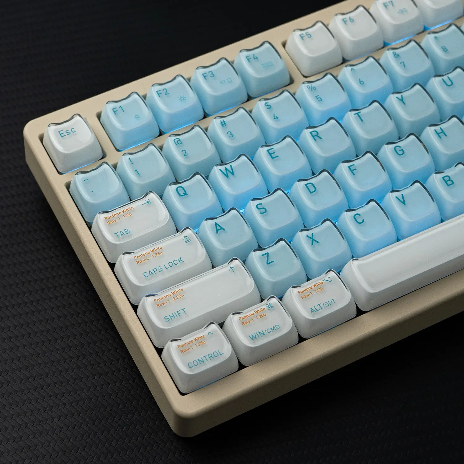 119 Keys MAO Profile Pudding Crystal Keycaps Double Shot Cute Cat Ear Custom Blue Key Caps For MX Mechanical Keyboard Keycap Set