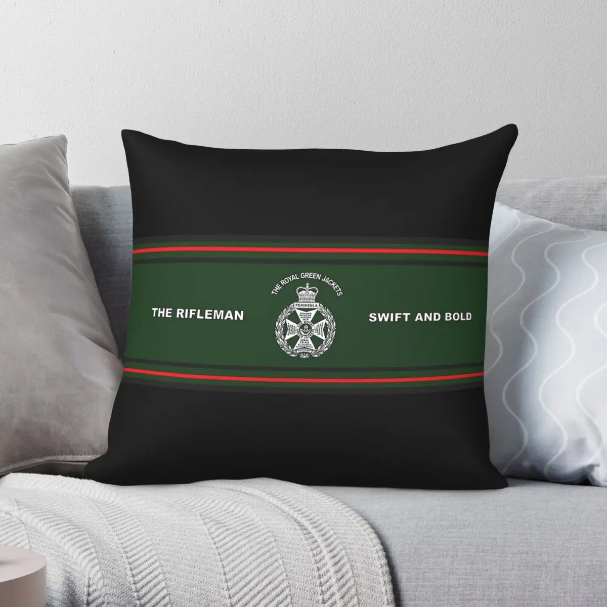 Royal Green Jackets Rifleman Square Pillowcase Polyester Linen Velvet Pattern Zip Decor Throw Pillow Case Home Cushion Cover 18