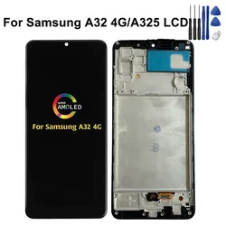 6.4'' Super AMOLED For Samsung A32 4G Display A325 A325F SM-A325F/DS LCD Screen Touch Digitizer Screen With Frame