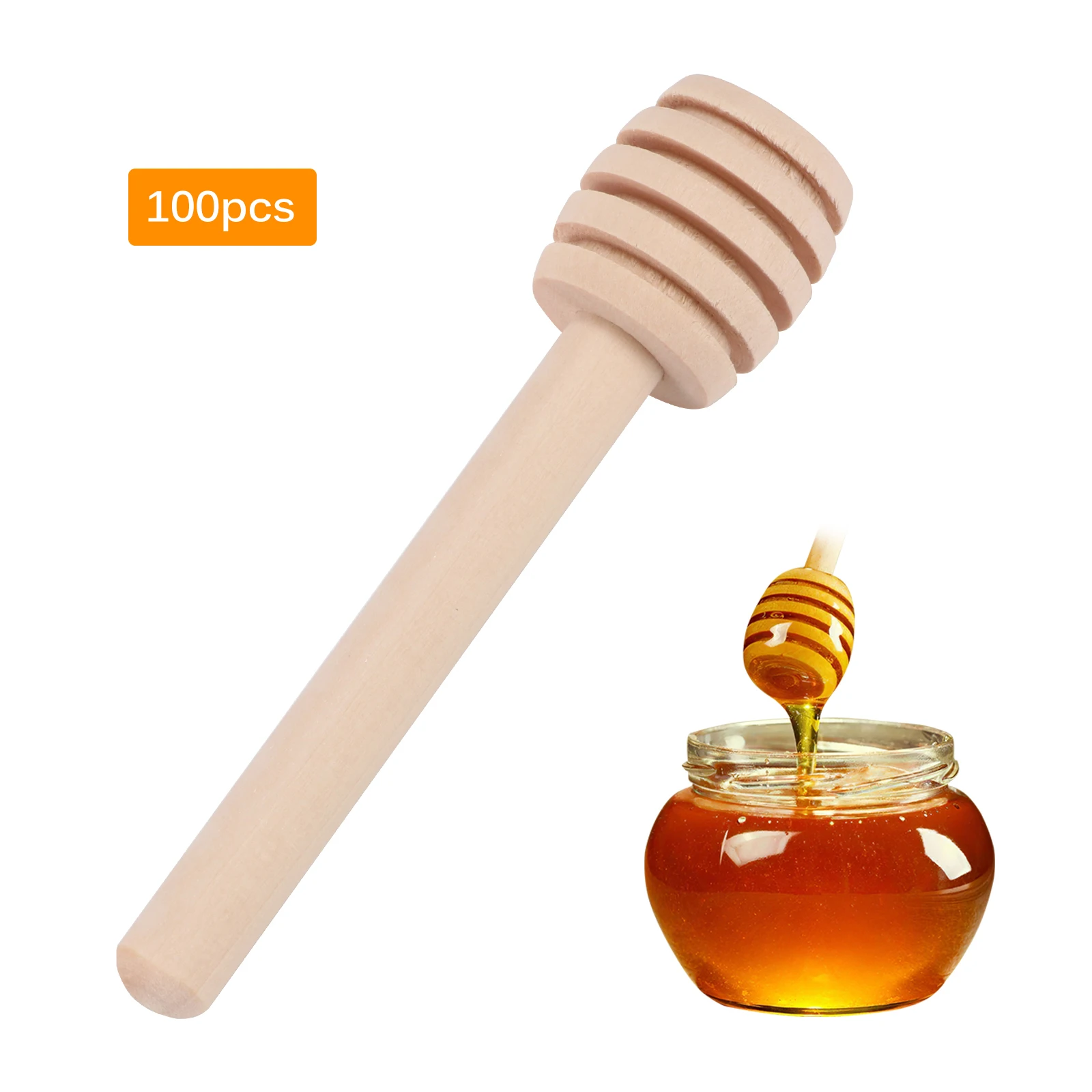 Wood Honey Stir Bar Mixing Handle Jar Spoon Practical 100Pc Dipper Honey Long Stick Supplies Honey Kitchen Tools8/10/11/15CM