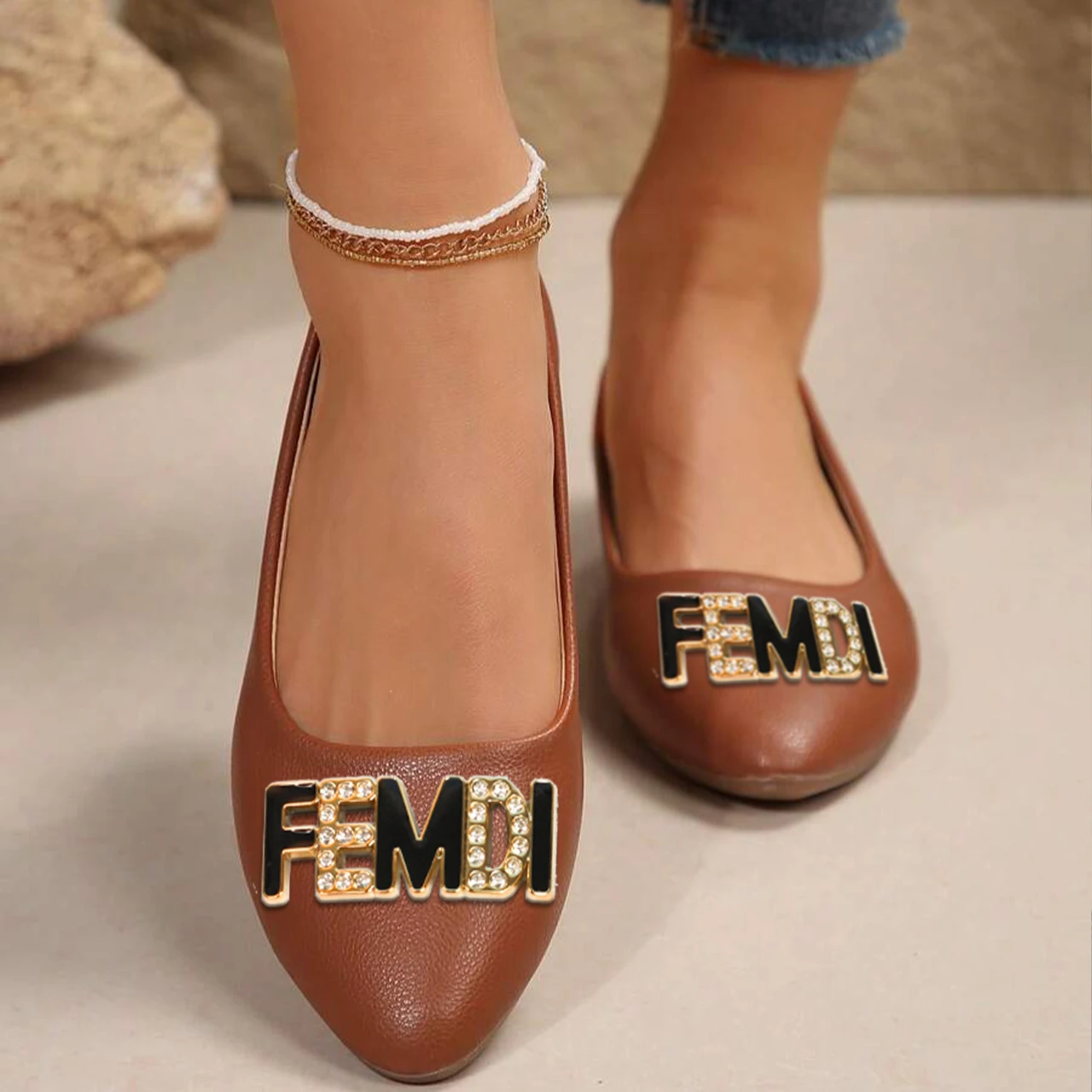 

Women's Luxury Decor Flats Casual Pointed toe Pumps Solid Color Comfy Slip-on Fashion Elegant Office-Ladies' French Style Shoes