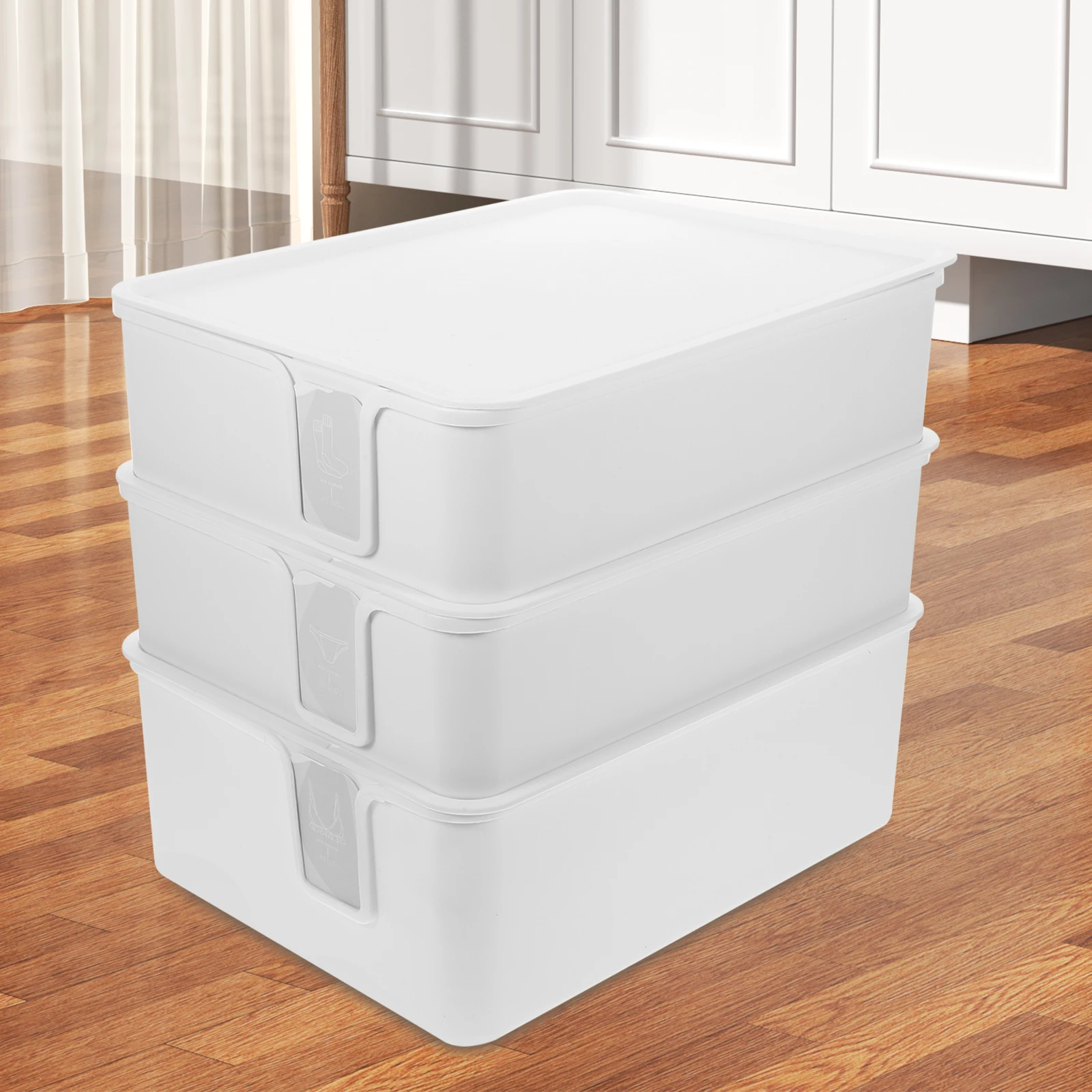 

3Pcs Stackable Underwear Bra Sock ganizer Boxes Lid 10 15 Compartments White Storage Case for Clothes Accessories Household