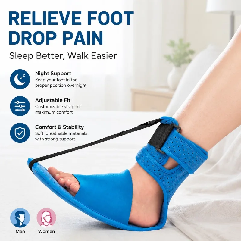 Upgraded Foot Drop Strap Night Splint Adjustable Ankle Brace Foot Support for Men Women