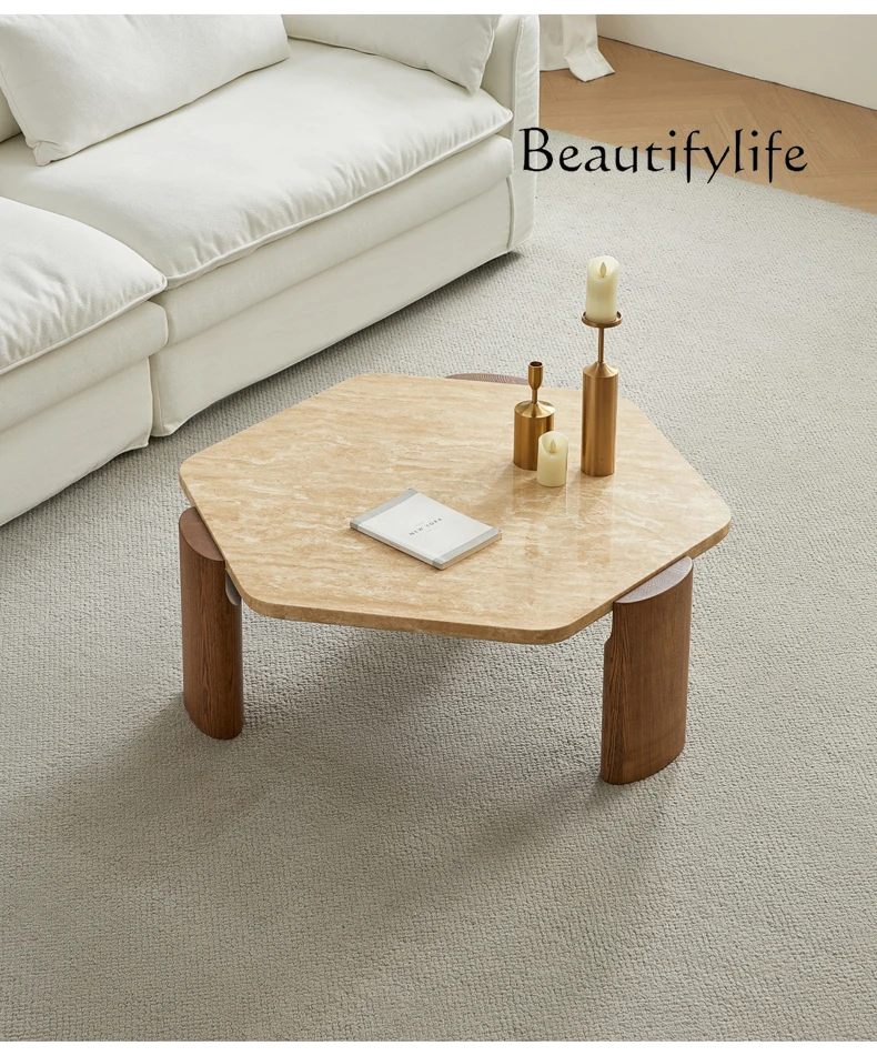 Elegant Style Living Room Designer High-Grade Marble Tea Table Vintage Natural Cave Stone Tea Table