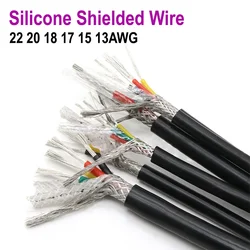 1M Silicone Rubber Shielded Wire 22 20 18 17 15 13AWG Cable 2 3 4 6Core Insulated Flexible Copper High Temperature Wire