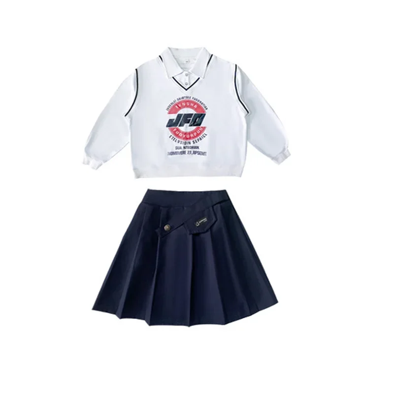 Jungen Hip Hop Kleidung College Stil gefälschte zweiteilige Top Marine Hosen Rock für Mädchen Kinder Jazz Dance Kostüm Kleidung Set