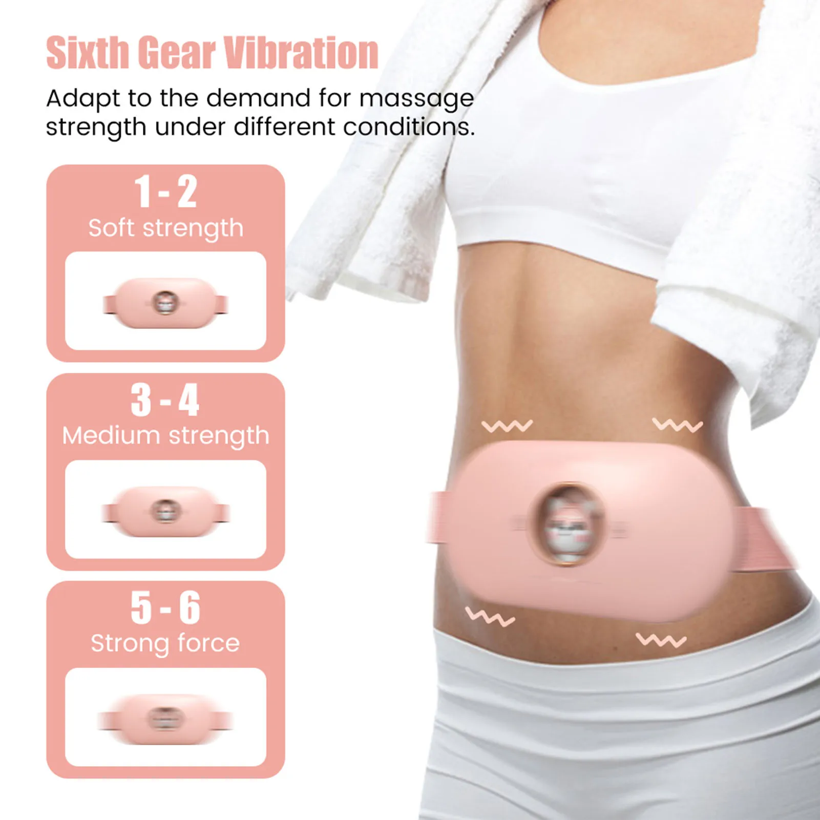 Menstrual Heating Pad Abdominal Massager Smart Warm Palace Belt Waist Vibration Massage Device for Cramps Period Pain Relief